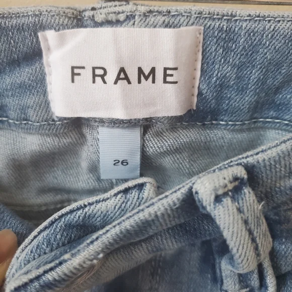 Frame Le Mini Split Hem Mid-Rise Bootcut Jeans Light Blue